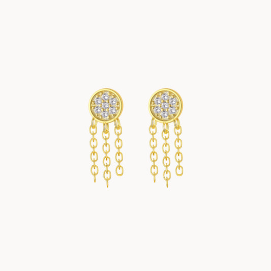 Petites puces d'oreilles cercle zircons avec chaines