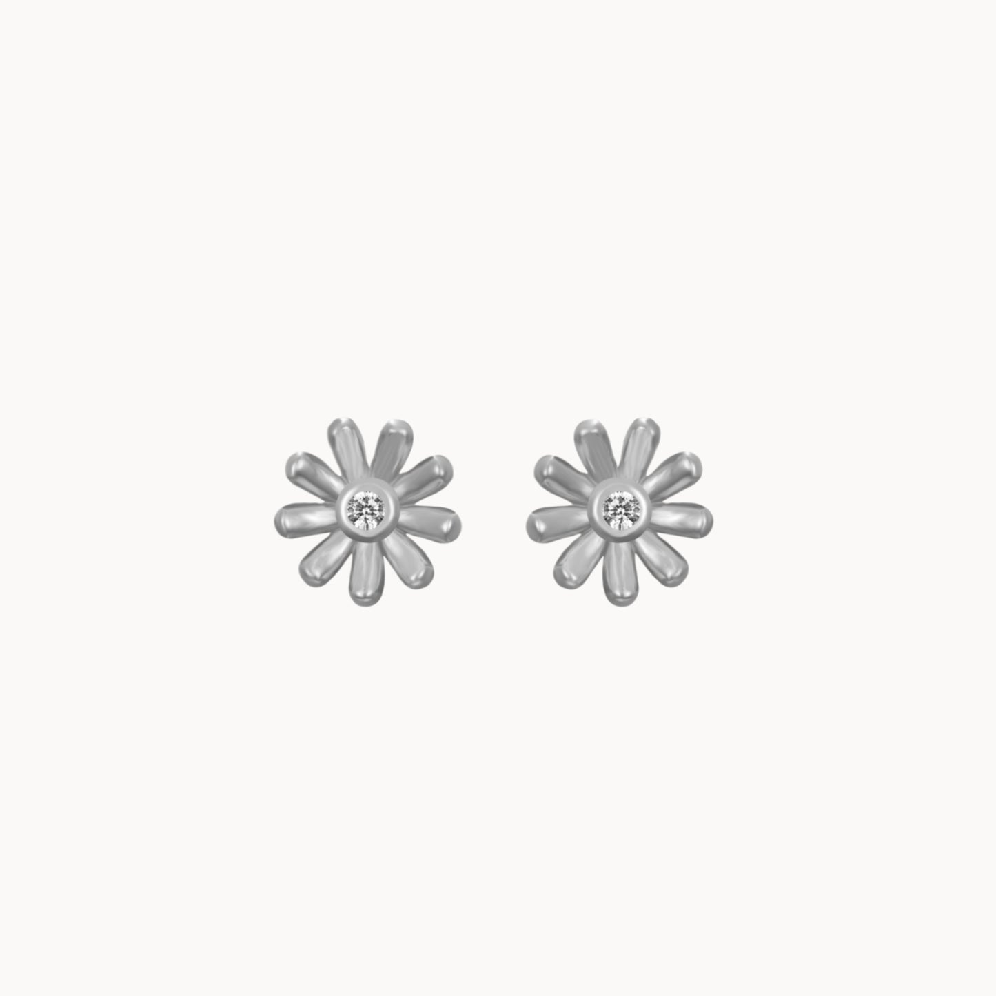 Puces d'oreilles fleur avec zircon pour femme argent ou doré