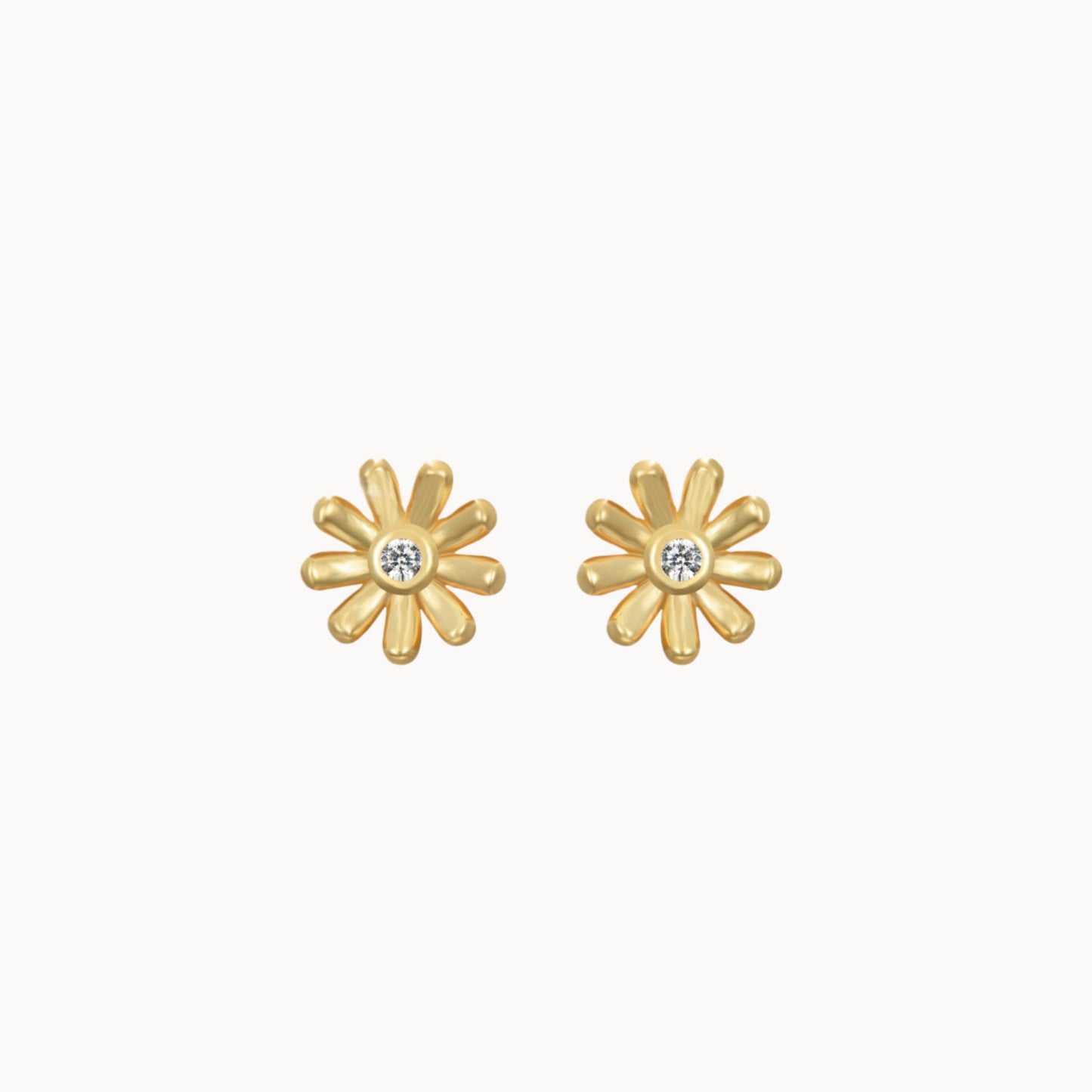Puces d'oreilles fleur avec zircon pour femme argent ou doré