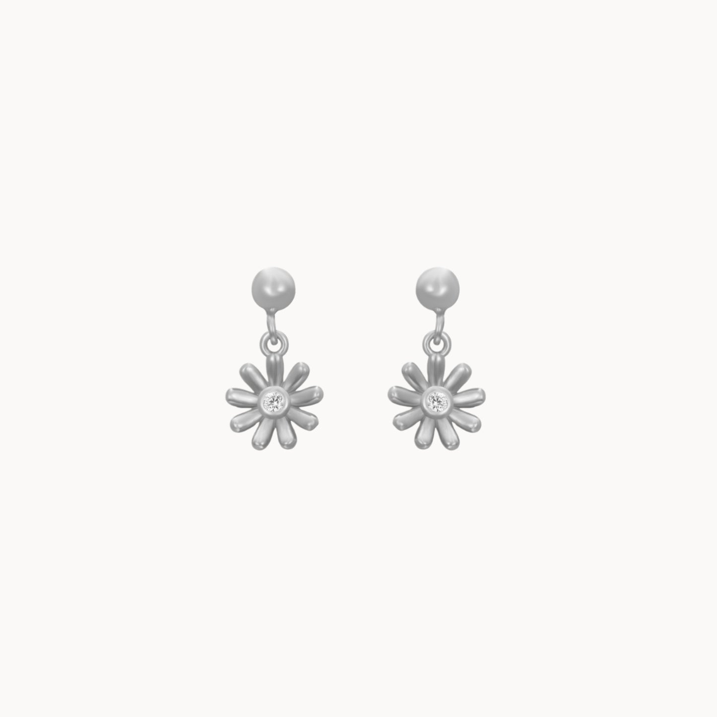 Petites puces d'oreilles fleur pendante femme argent ou doré