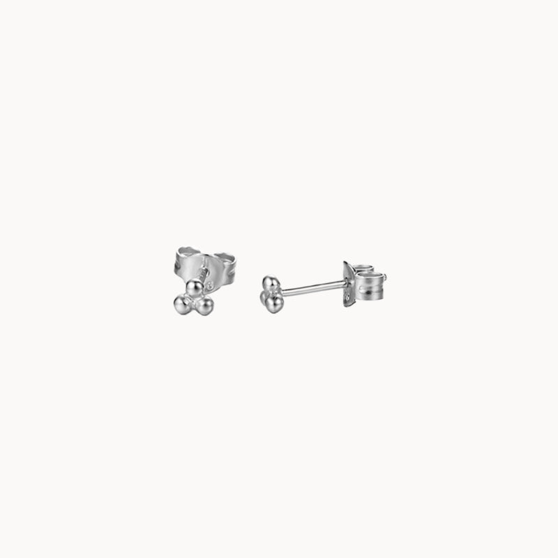 Petites boucles d'oreilles puces trois boules argent ou doré