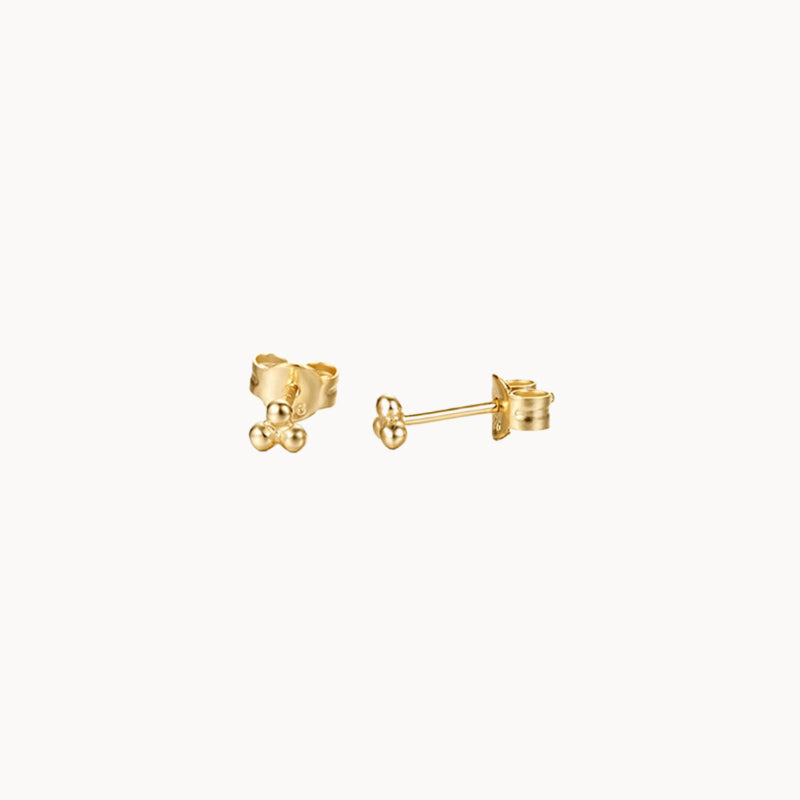 Petites boucles d'oreilles puces trois boules argent ou doré