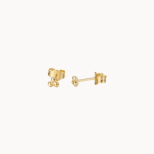 Petites boucles d'oreilles puces trois boules argent ou doré