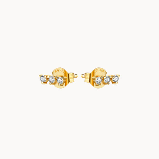 Puces d'oreilles trois zircons femme argent ou doré