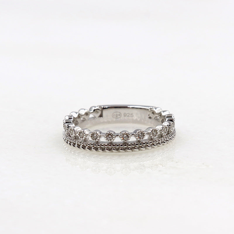 Bague couronne en argent 925 et zircon pour femme