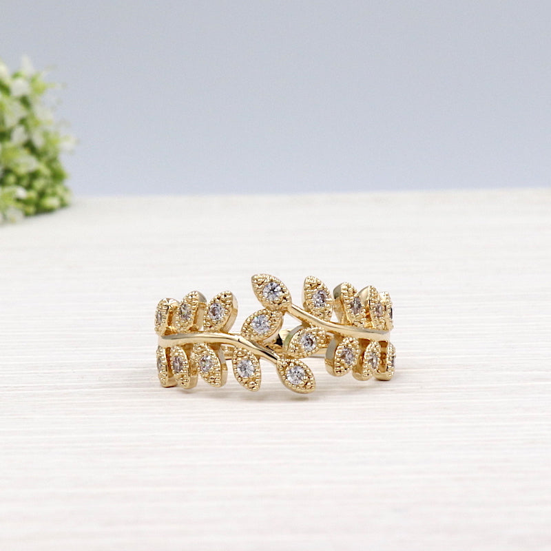 Bague épis plaqué or 750 millième 3 microns et pierre zircon sertie - unbijouforyou