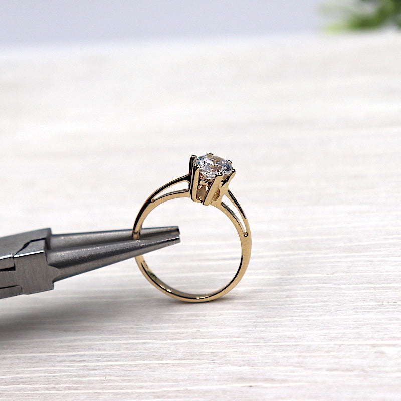 Bague femme plaqué or solitaire - unbijouforyou