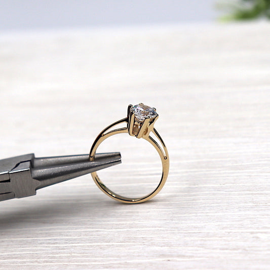 Bague femme plaqué or solitaire - unbijouforyou