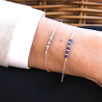 Bracelet pierres de gemmes lapis lazuli sur chaine argent femme