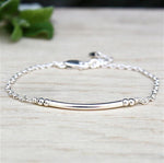 bracelet jonc et perles en argent 925 sur chaine pour femme