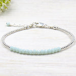 Bracelet femme pierres de gemmes quartz vert d'eau perles argent