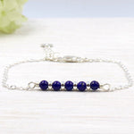 Bracelet pierres de gemmes lapis lazuli sur chaine argent femme