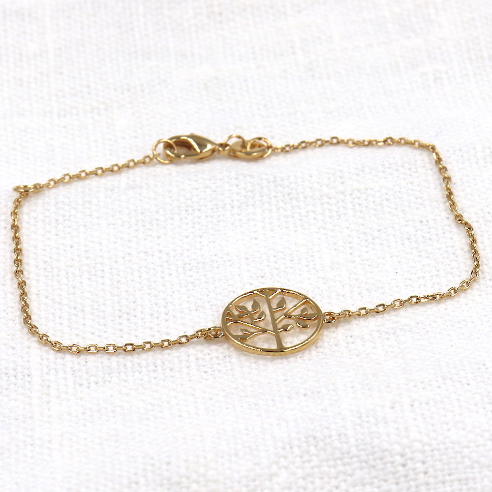 Bracelet arbre de vie en plaqué or sur chaine - unbijouforyou