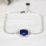 Bracelet pierre de gemmes lapis lazuli sertie sur chaine argent 925