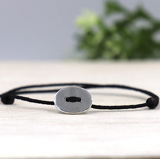 Bracelet cordon bouton oval en argent 925 pour femme - unbijouforyou