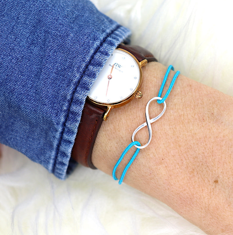 Bracelet infini en argent 925 sur cordon - unbijouforyou