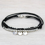 Bracelet cordon pastilles et perles argent 925 triple tours - unbijouforyou