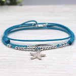 bracelet cordon étoile de mer argent 925 triple tours pour femme - unbijouforyou