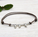 Bracelet femme cordon à choisir perles gri-gri et tubes en argent 925 - unbijouforyou