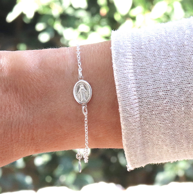 Bracelet femme médaille vierge marie en argent 925 - unbijouforyou