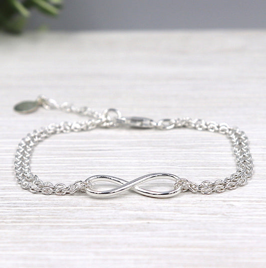 Bracelet argent 925 double chaine infini - unbijouforyou