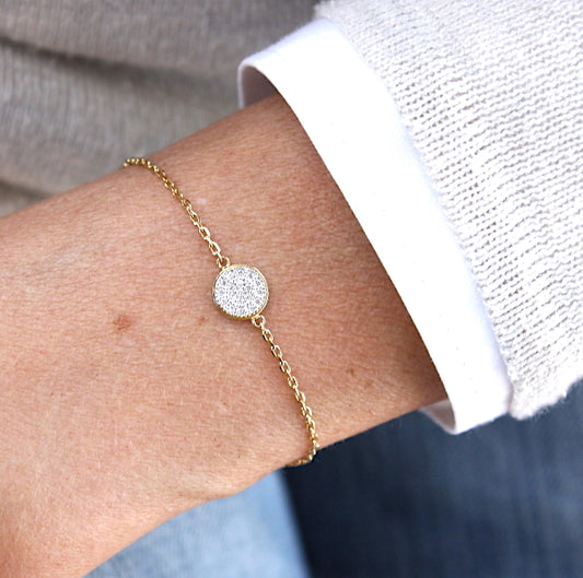 Bracelet femme rond en plaqué or recouvert de zircons - unbijouforyou
