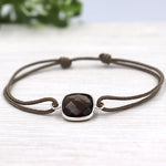 bracelet cordon pierre de gemmes quartz fumé sertie