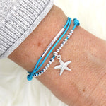 bracelet cordon étoile de mer argent 925 triple tours pour femme