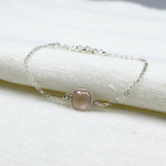 bracelet femme chaine argent et pierre de gemmes quartz rose