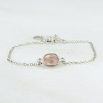 bracelet femme chaine argent et pierre de gemmes quartz rose