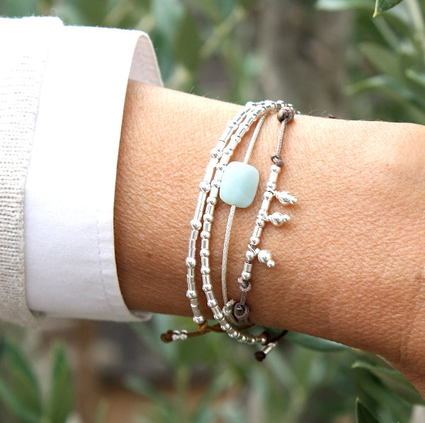 Bracelet femme cordon à choisir perles gri-gri et tubes en argent 925 - unbijouforyou