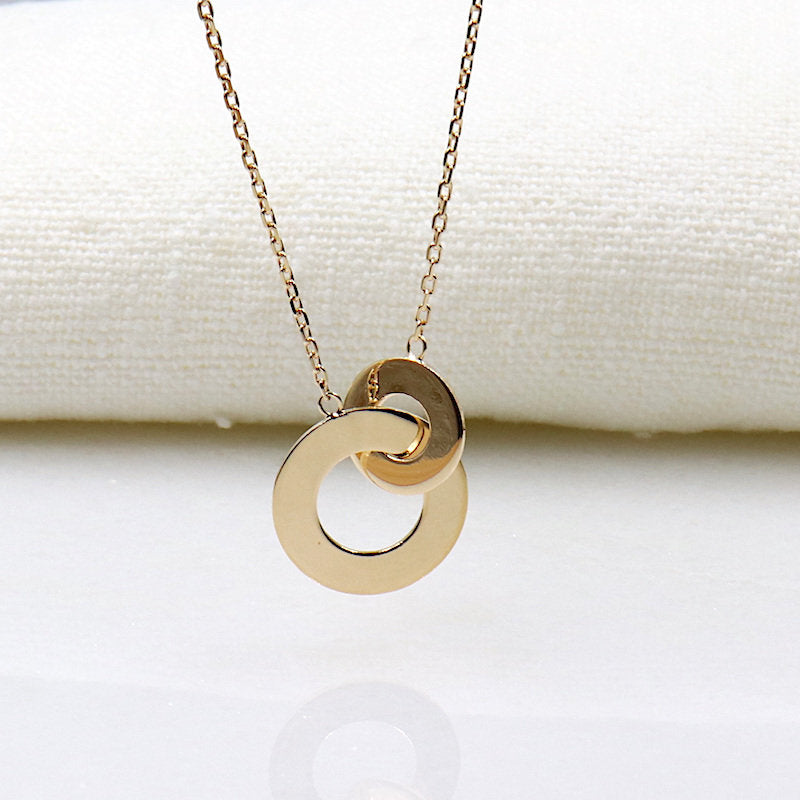 Collier anneaux entrelacés plaqué or pour femme - unbijouforyou