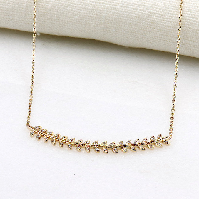 Collier épis de blé plaqué or et zircons pour femme - unbijouforyou