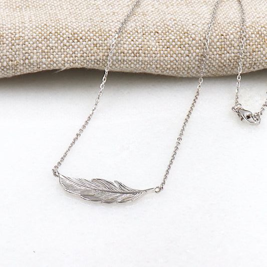 Collier femme pendentif plume en argent 925 - unbijouforyou