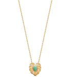 collier plaqué or femme feuille de palmier et pierre aventurine ovale - unbijouforyou