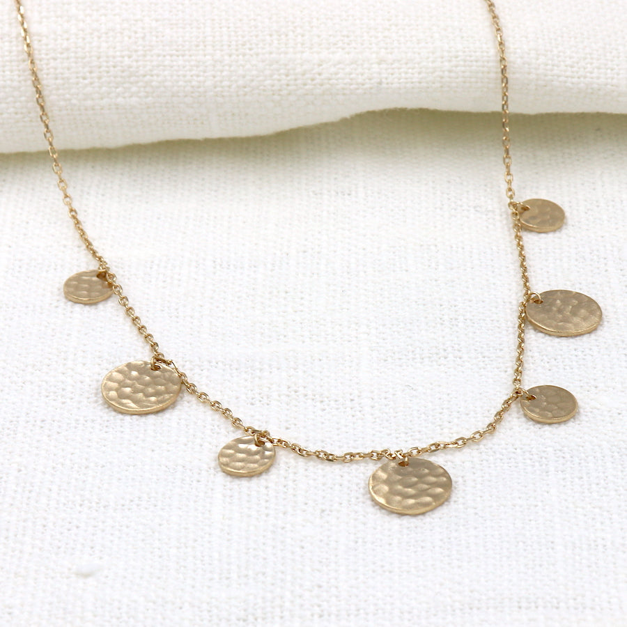 collier femme plaqué or pastilles martelées - unbijouforyou