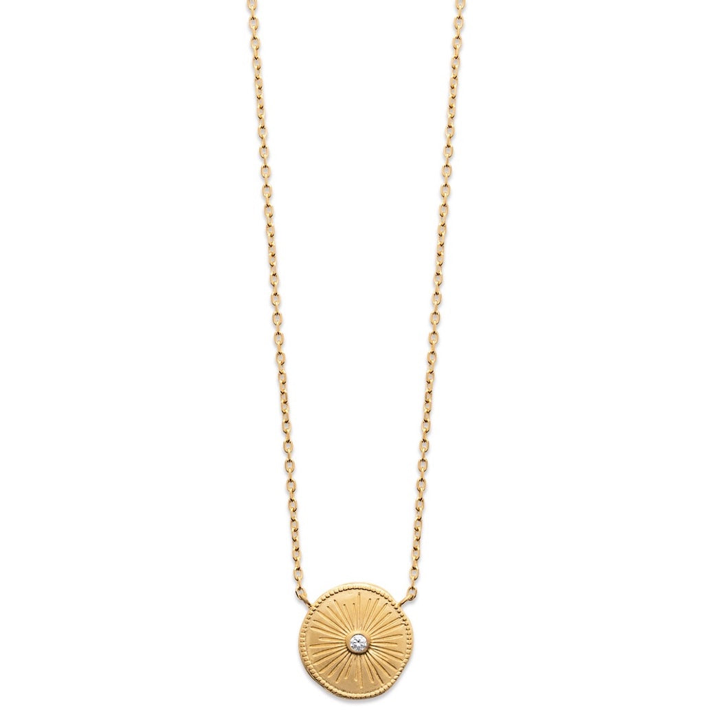 collier plaqué or pendentif soleil et pierre zircon pour femme - unbijouforyou