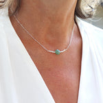 collier pierre aventurine sur chaine argent massif,ras de cou femme