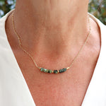 collier plaqué or gold filled et pierres turquoise africaine pour femme