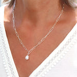 Collier perle d'eau douce sur chaine en argent massif 925,collier femme