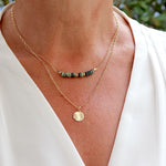 collier plaqué or gold filled et pierres turquoise africaine pour femme