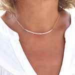 Ras de cou perles d'eau douce sur chaine argent,collier femme