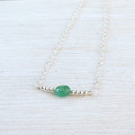 collier pierre aventurine sur chaine argent massif,ras de cou femme