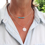 Collier pierres turquoise sur chaine argent massif, ras de cou femme
