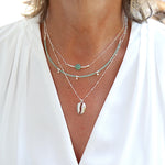 collier pierre aventurine sur chaine argent massif,ras de cou femme