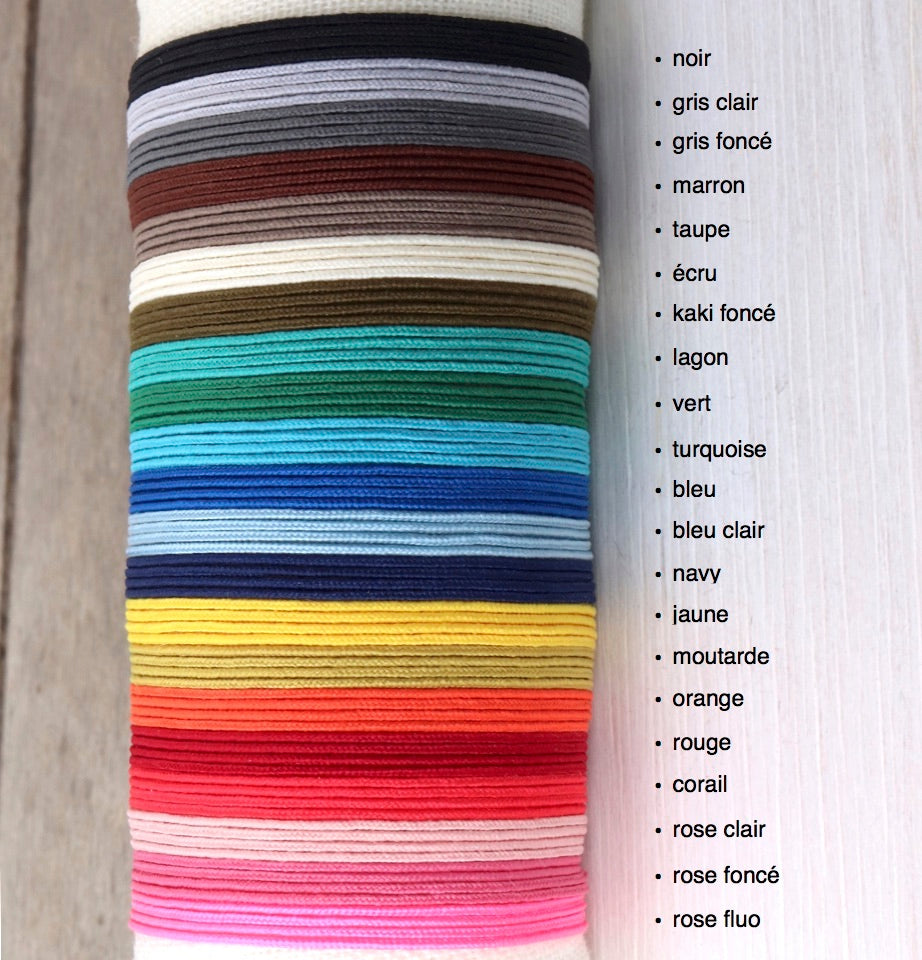 voici les couleurs de cordons de nos bracelets à retrouver sur notre site unbijouforyou.fr